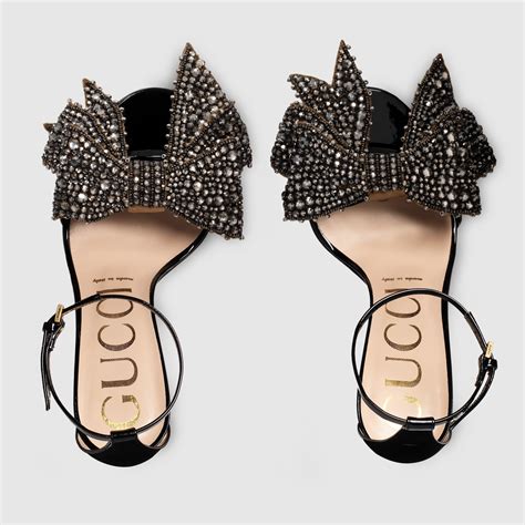 gucci crystal bow sandals|Gucci transparent sandals.